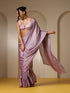Lilac Tiger Satin Chiffon Saree with Self Blouse Fabric
