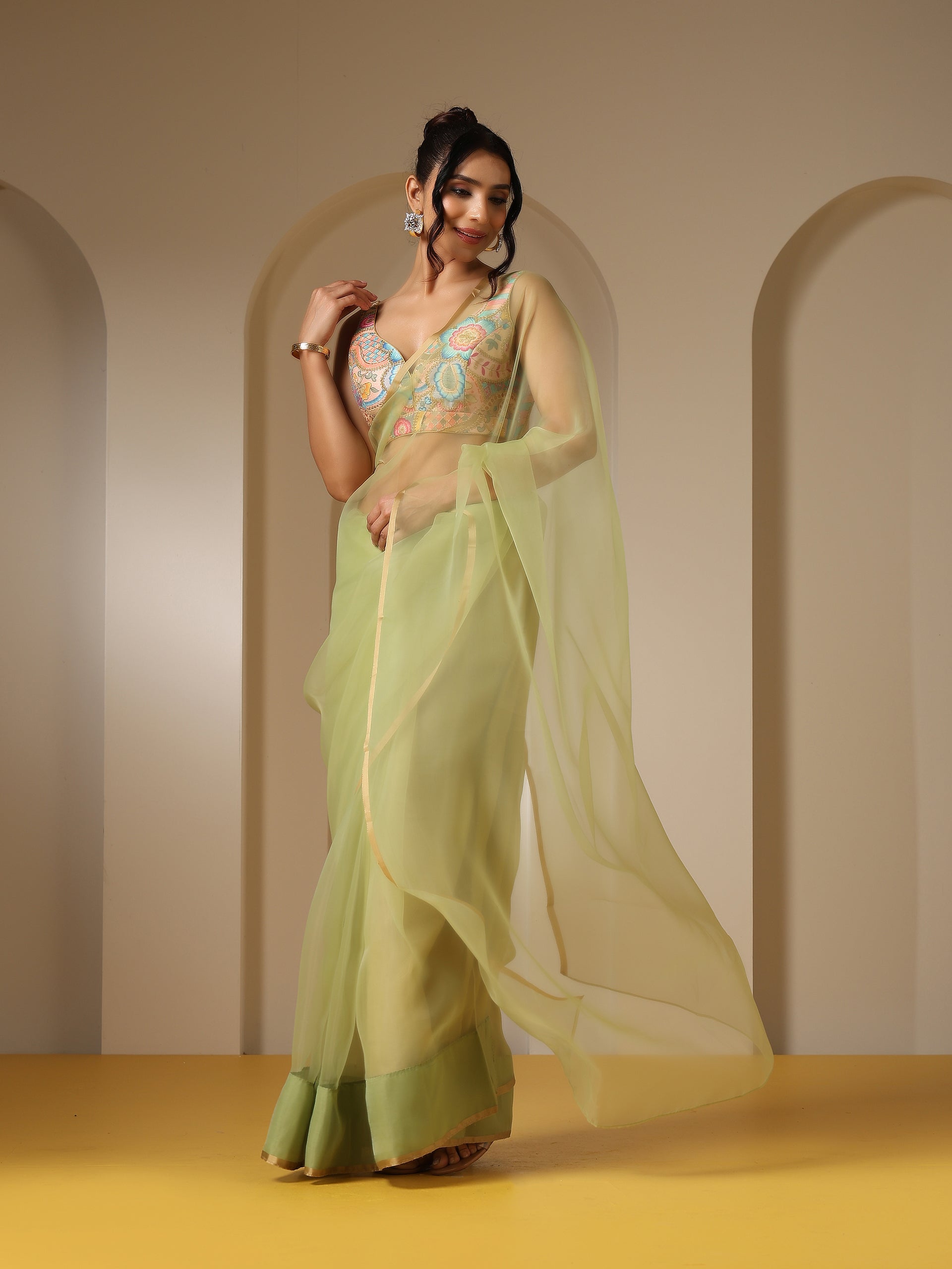 Sage Spirit Organza Cloud Saree