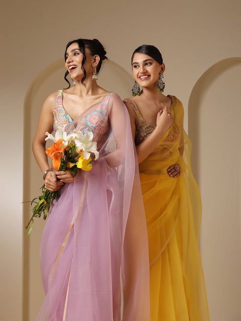 Lilac Organza Cloud Saree