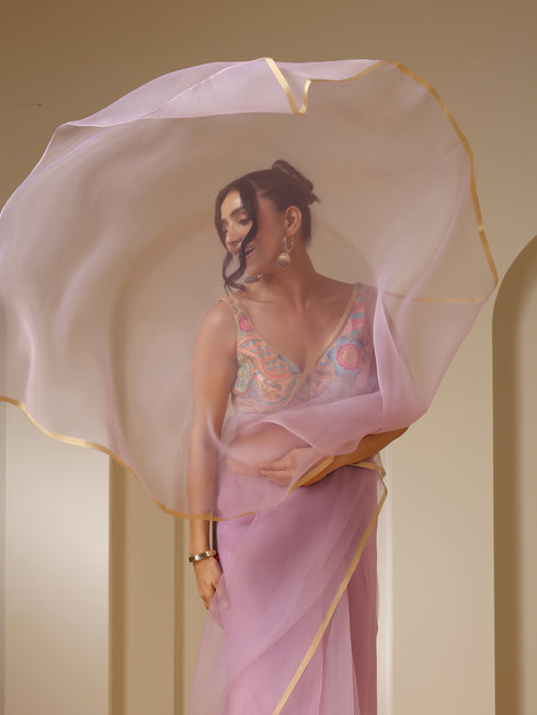 Lilac Organza Cloud Saree