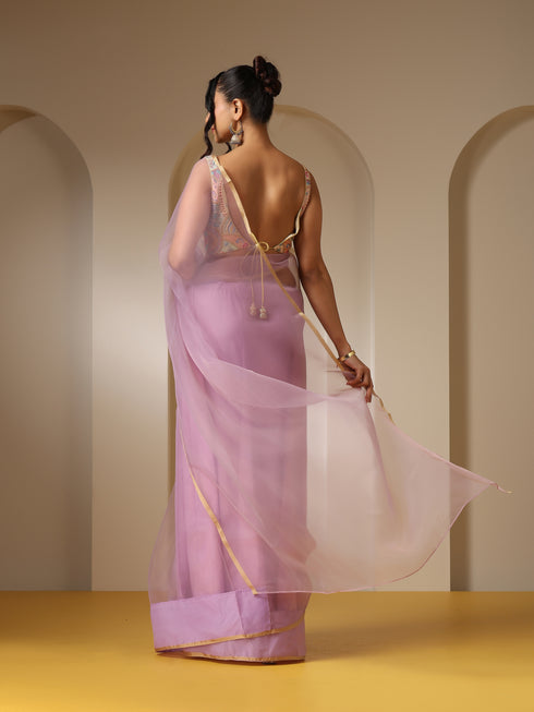 Lilac Organza Cloud Saree