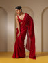 Metallic Fuchsia Red Satin Saree with Pendants and Self Blouse Fabric