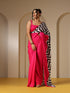 Fuchsia Satin Saree with Chevron Print with Fuchsia Blouse Fabric