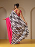 Fuchsia Satin Saree with Chevron Print with Fuchsia Blouse Fabric