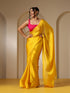 Yellow Soft Chiffon Saree with Fuchsia Blouse Fabric