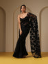 Night Bird Net Saree with Blouse Fabric