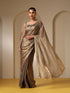 Liquid Bronze Copper Metallic Satin Saree with Blouse Fabric