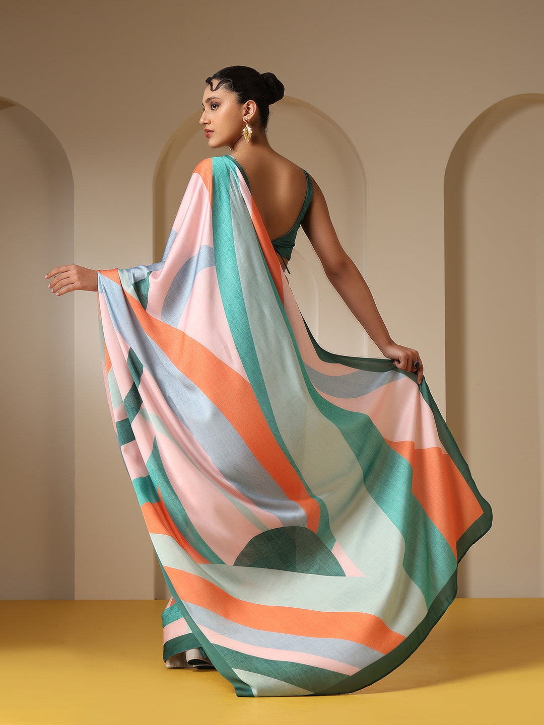 Warm Green Super Soft Printed Saree with Blouse Fabric