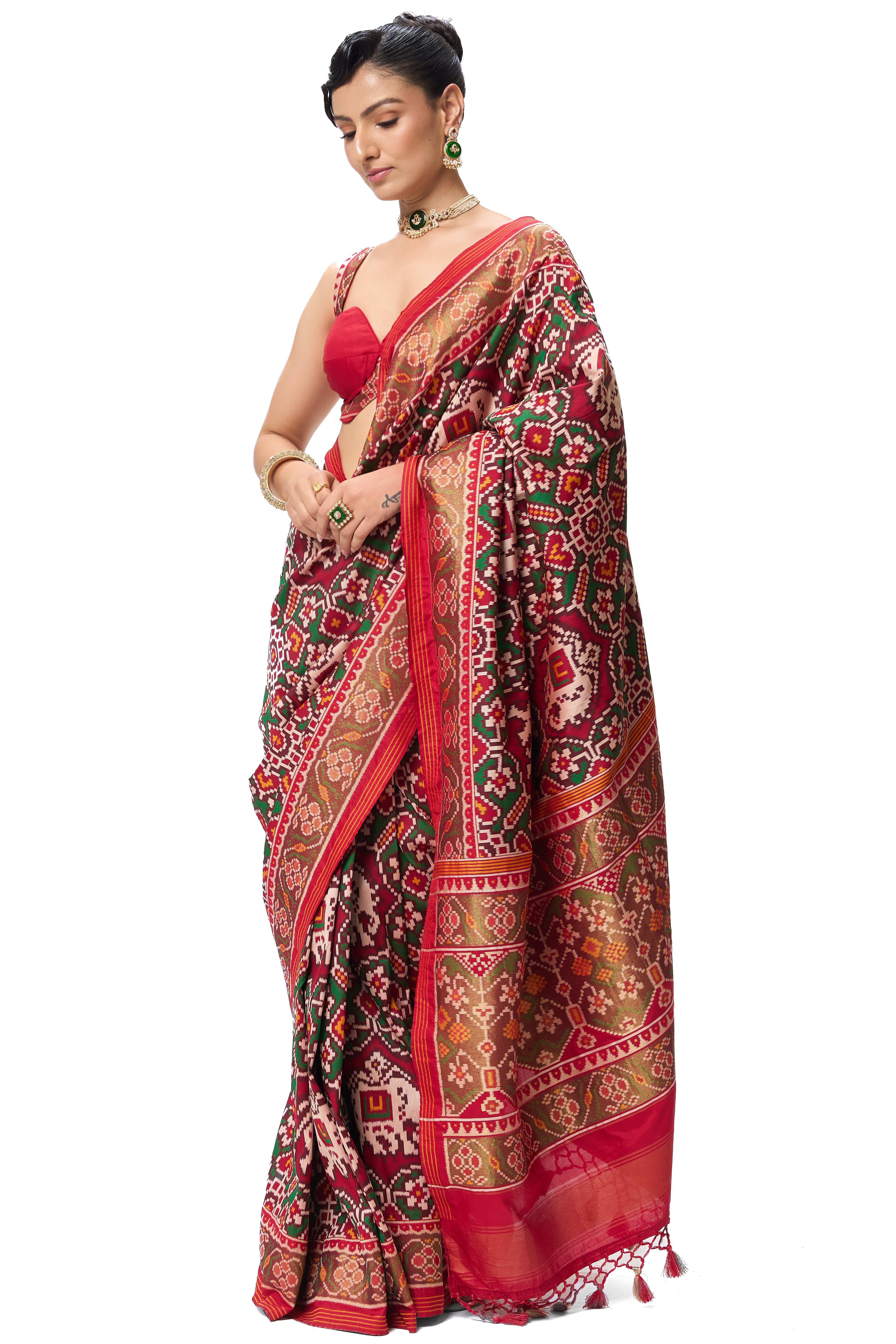 Patola Silk Woven Saree with Blouse Fabric