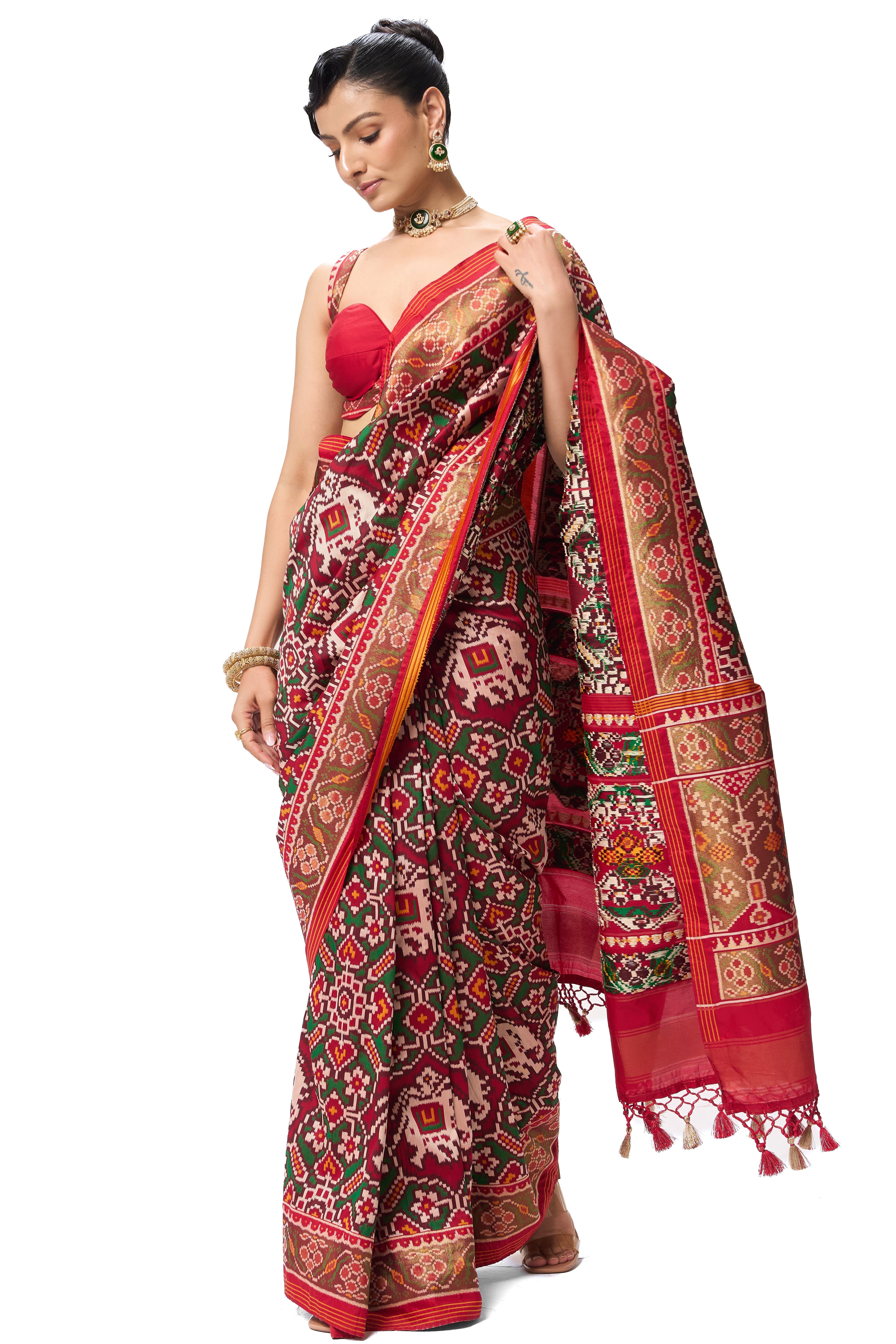 Patola Silk Woven Saree with Blouse Fabric