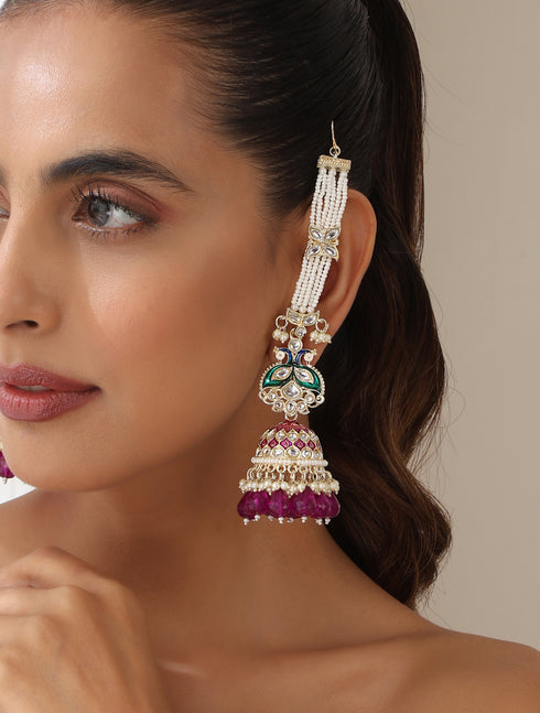 Purple Color Meenakari Kundan Earrings