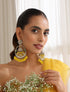 Yellow Color Round Kundan Jhumka Earrings