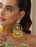 Yellow Color Round Kundan Jhumka Earrings