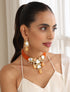 Orange Color Kundan Meena Necklace & Earring Set