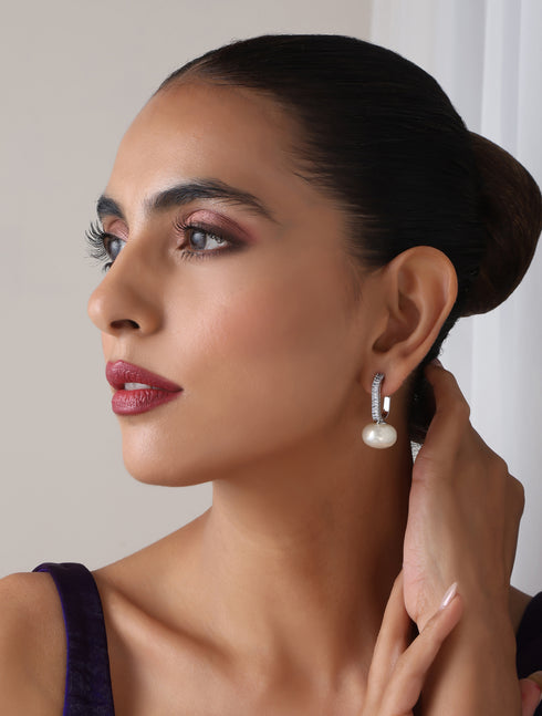 Pearl Diamond Drop Earring