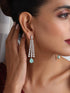 Diamond Lines With Turq Drop Earring
