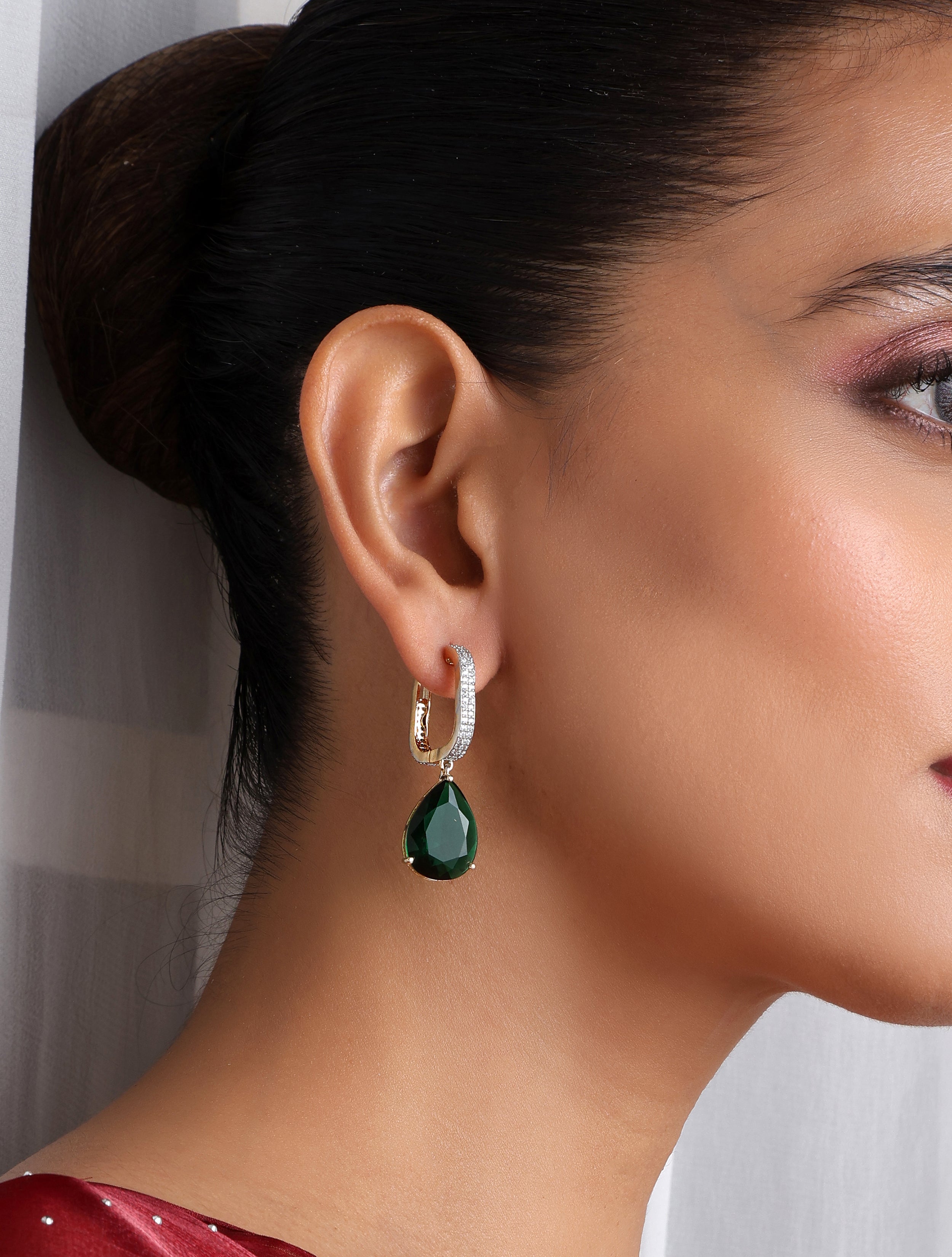 Green Gold Drop Earring
