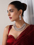 3 Line White Diamond String Necklace and Earring Set