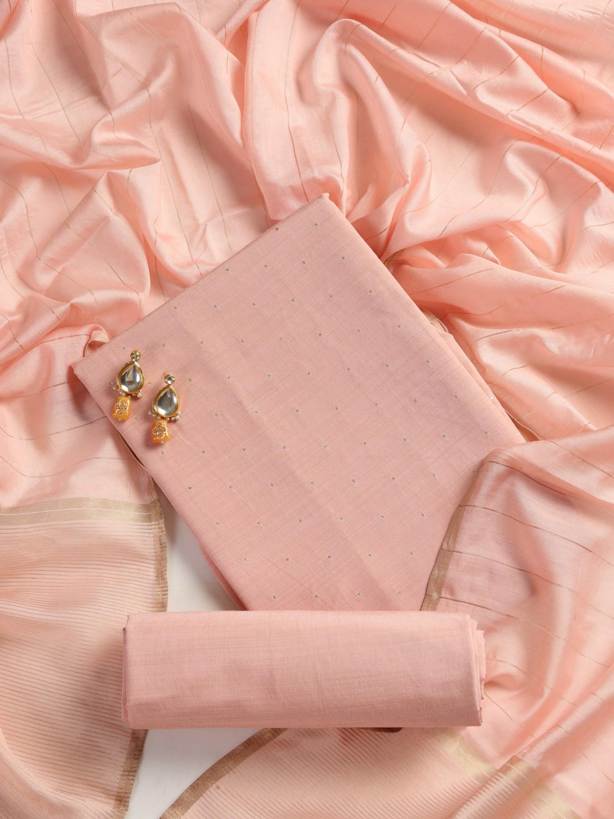 Pink Mukiesh cotton silk kurta with zari dupatta and matching pyjama