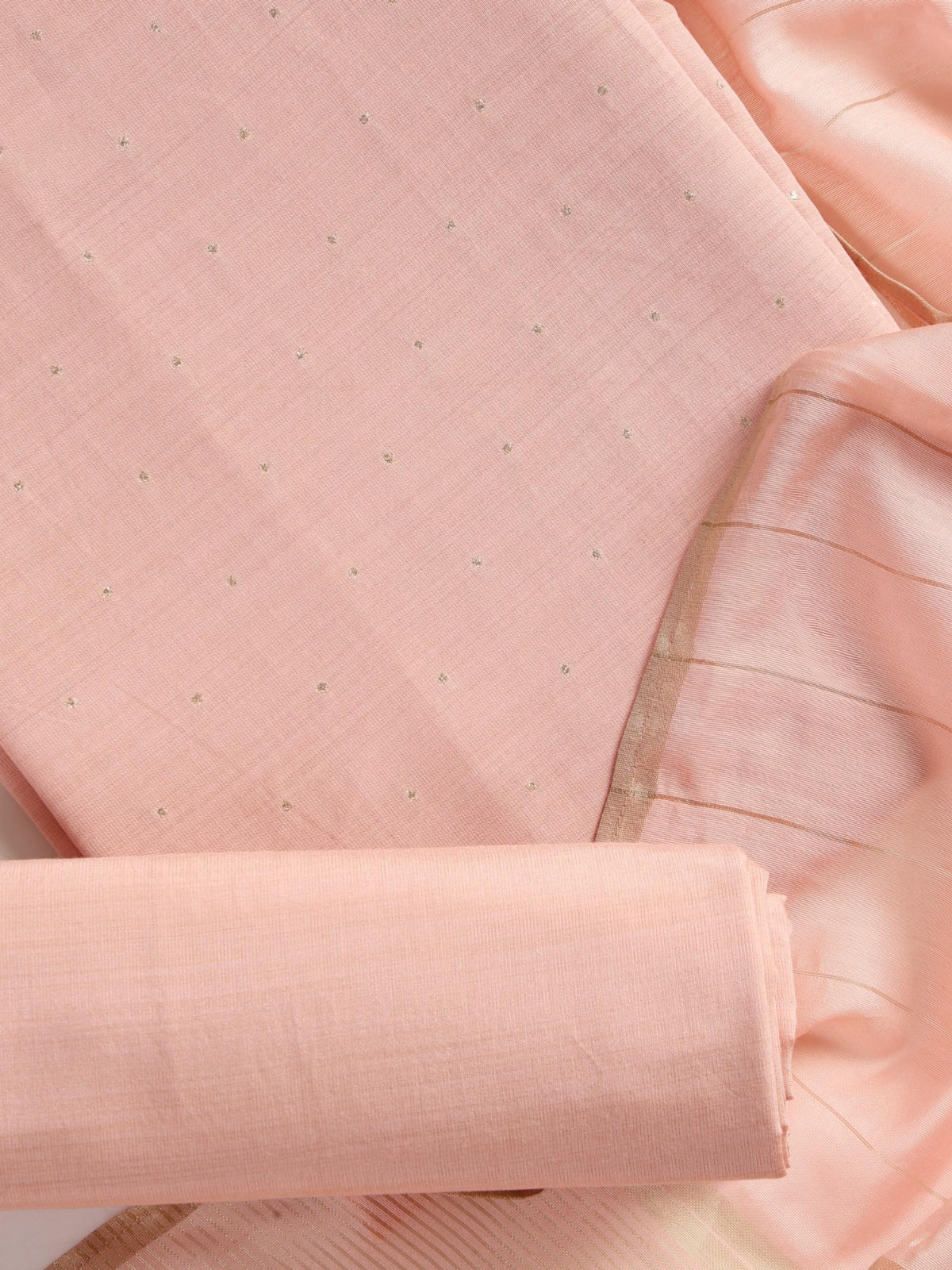 Pink Mukiesh cotton silk kurta with zari dupatta and matching pyjama — view 2