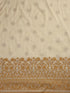 3 pc Unstitched Suit SET - Yellow Jacquard Paisley Kurta with Zari Dupatta and Pyjama