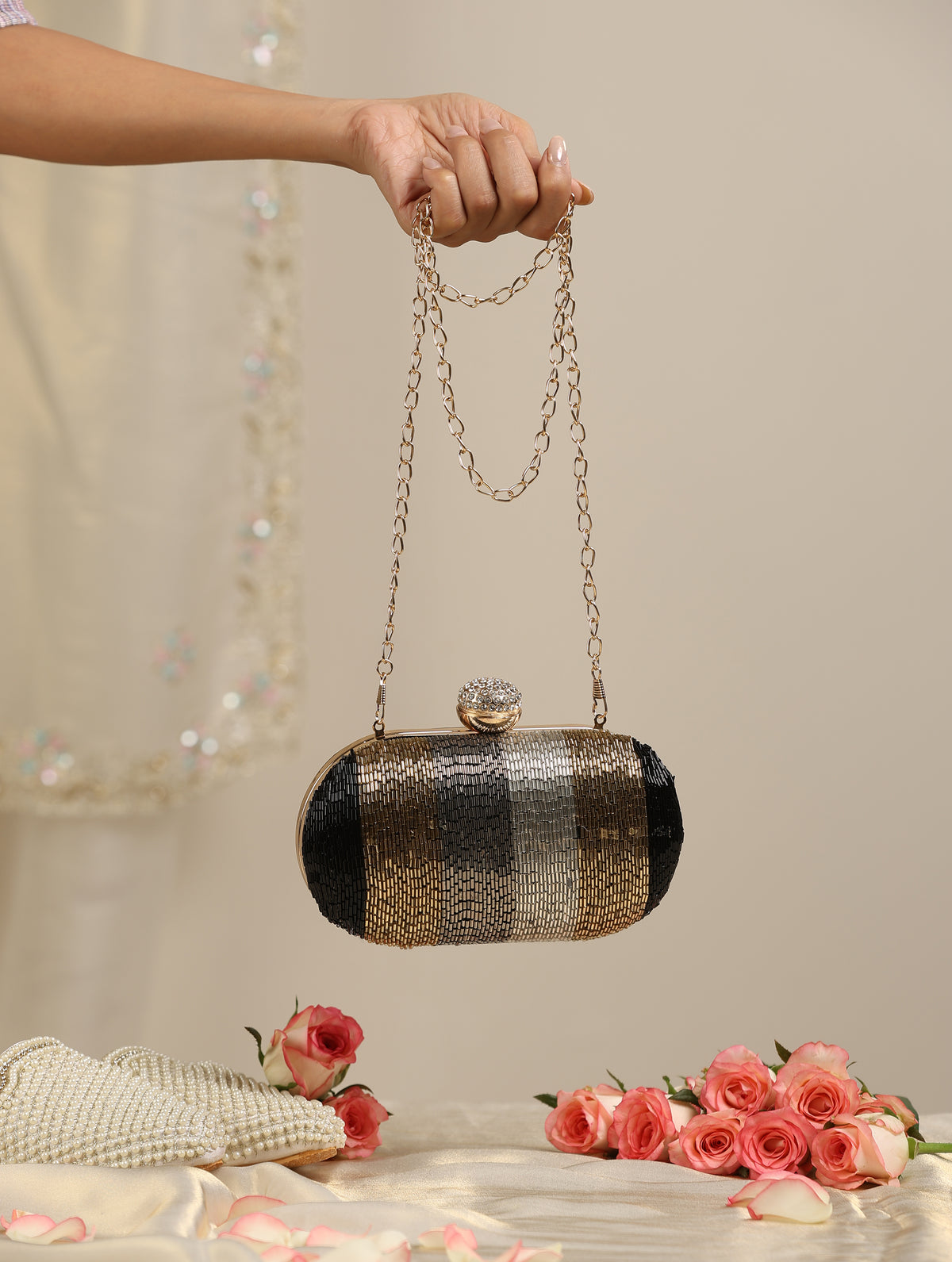 One solution black metal bag with gold, bronze, silver and gunmetal — view 2