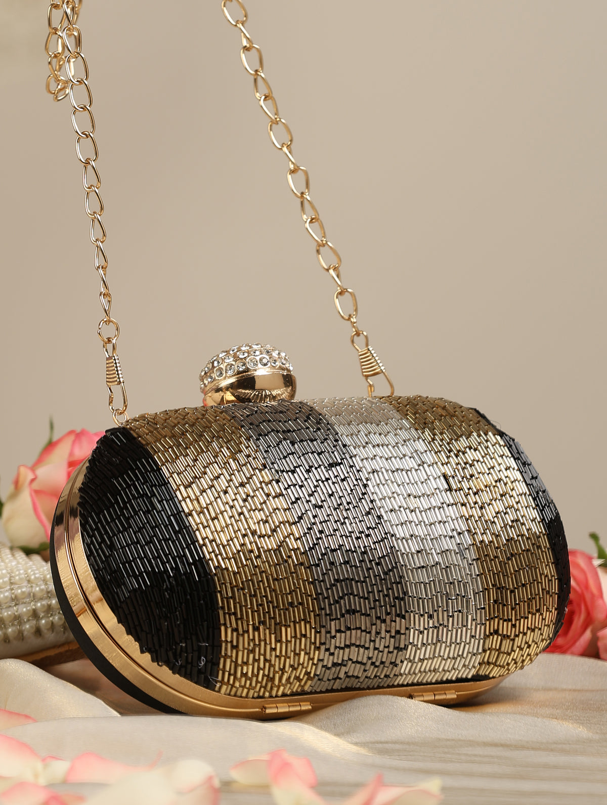 One solution black metal bag with gold, bronze, silver and gunmetal