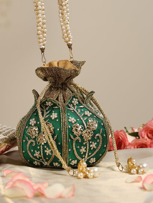 Green and Gold Potli Bag