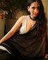 Pre-Draped 1-Minute Black Georgette with Cream Satin Saree with Blouse Fabric