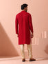 Red Korean Fabric Kurta with Hidden Placket