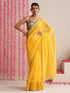 Yellow Cotton Chanderi Saree with Gold Border