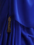 Electric Blue Solid Satin Saree with Tassels & Matching Blouse Fabric
