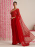 Red and Gold Triangle Impression Georgette Saree with Blouse Fabric