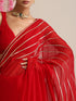 Red and Gold Triangle Impression Georgette Saree with Blouse Fabric
