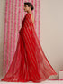 Red and Gold Triangle Impression Georgette Saree with Blouse Fabric
