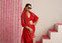 Red and Gold Triangle Impression Georgette Saree with Blouse Fabric