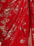 Red Georgette Saree with Gold Print & Blouse Fabric