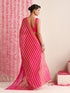 Pink and Dual Neon Green Pink Impression Georgette Saree with Blouse Fabric