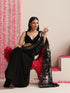 Black Georgette Saree with Gold Print & Blouse Fabric