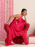 Fuchsia Solid Satin Saree with Pendants & Blouse Fabric