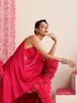 Fuchsia Solid Satin Saree with Pendants & Blouse Fabric