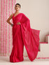 Fuchsia Solid Satin Saree with Pendants & Blouse Fabric
