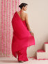 Fuchsia Solid Satin Saree with Pendants & Blouse Fabric