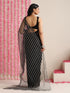 Black and Silver Impression Georgette Saree with Blouse Fabric