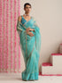 Sky Magic Metallic Chiffon Blue Saree with Lace Edge