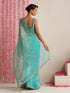 Sky Magic Metallic Chiffon Blue Saree with Lace Edge