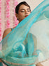 Sky Magic Metallic Chiffon Blue Saree with Lace Edge