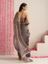 Purple Magic Saree – Metallic Chiffon with Lace Edge & Matching Blouse Fabric