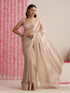 Champagne Dual Shade Metallic Satin Saree with Pendants and Self Blouse Fabric