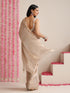 Champagne Dual Shade Metallic Satin Saree with Pendants and Self Blouse Fabric